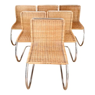 1970s Mies Van Der Rohe for Knoll Rattan Mr10 Dining Chairs - Set of 6 For Sale