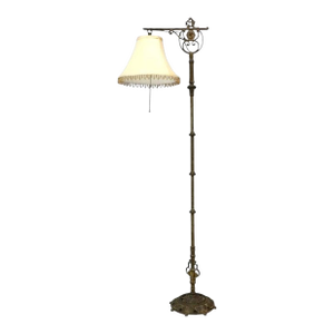 Antique Rembrandt Egyptian Revival Cast Iron & Brass Portrait Bridge Lamp C1930