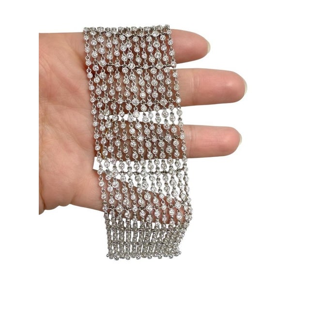 14.36 Carat Diamond Mesh Link Bracelet, 18k For Sale - Image 4 of 4