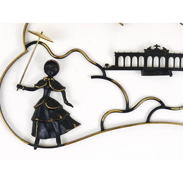 Brass Mural of Woman in Biedermeier Dress by Walter Bosse, Austria, 1950s For Sale - Image 9 of 10