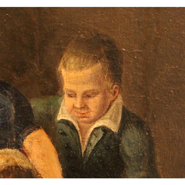 Dutch Family Scene, 17th Century, Oil Painting on Canvas, Framed For Sale - Image 4 of 12