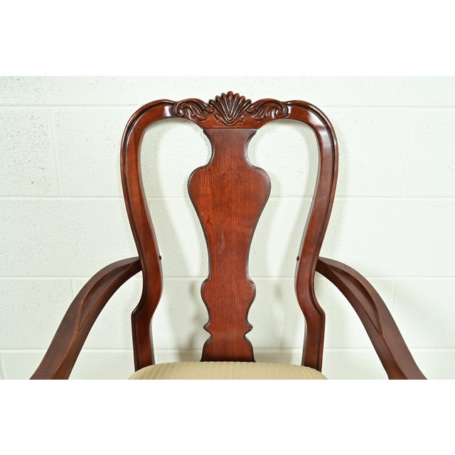 Wood Thomasville Chippendale Carved Cherry Wood Dining Chairs, Set of Eight For Sale - Image 7 of 14