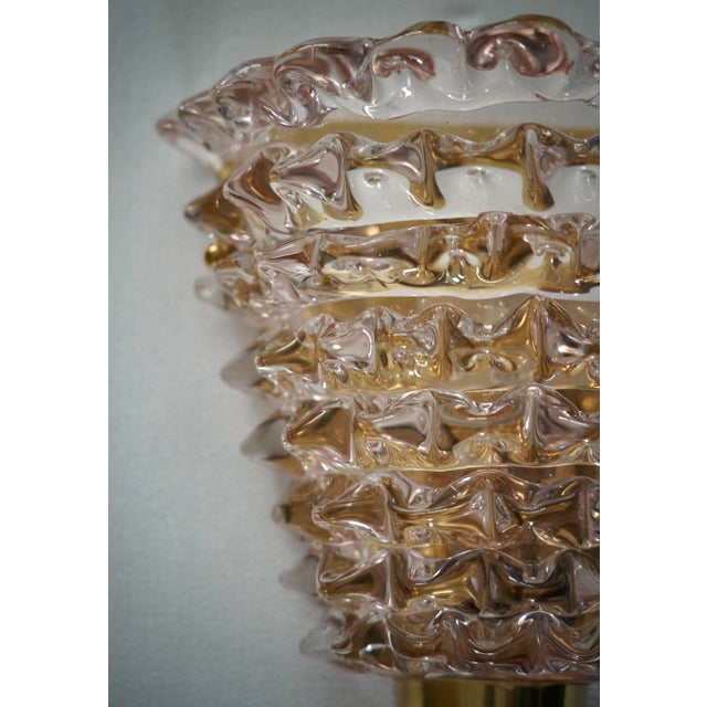 Mid-Century Modern Murano Round Art Glass and Brass Light Pink Color Wall Light, 2000 For Sale - Image 3 of 9