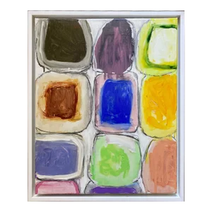 "Gridish #6" Contemporary Abstract Mixed-Media Painting by G. Campbell Lyman, Framed