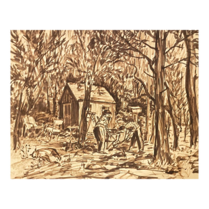 Loren Anthony and Elizabeth Slater Figures in a Landscape Watercolor