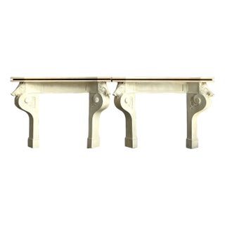 Vintage Regency Plaster Over Wood Boar Console Table - A Pair For Sale