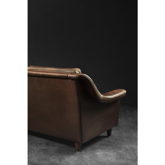 Mid-Century Danish Modern Brown Leather 3-Seater Sofa, 1970s For Sale - Image 15 of 18