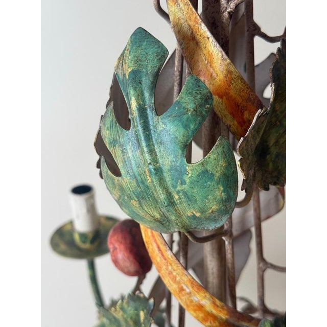 Italian Hand-Painted Fruit and Vine Chandelier with Pomegranates, 1970s For Sale - Image 14 of 16