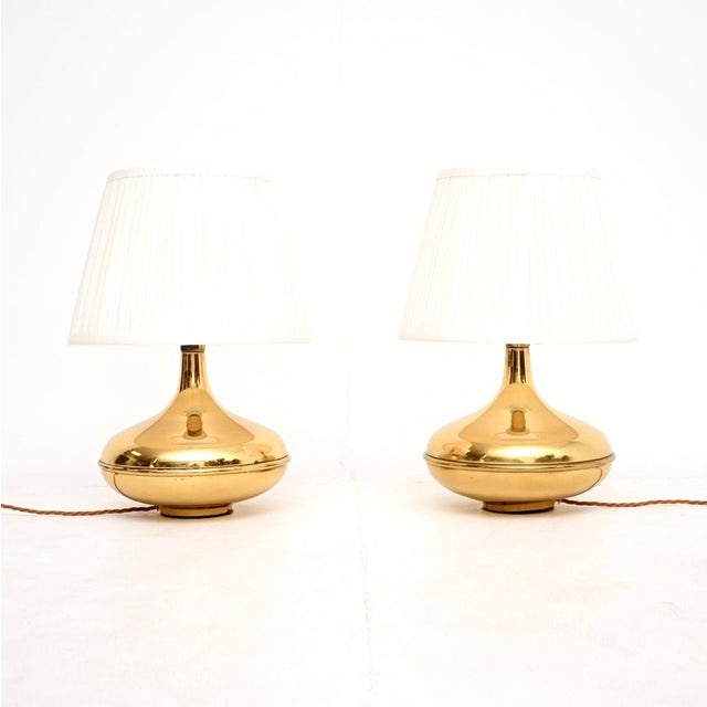 Vintage Swedish Brass Table Lamps, 1970, Set of 2 For Sale - Image 6 of 6
