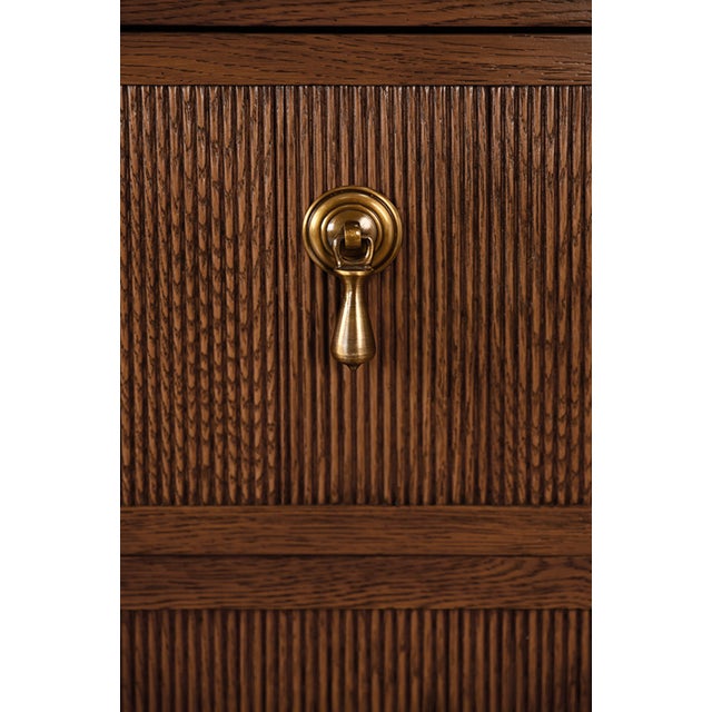 Brown Matthew Izzo Home Pascal Provincial Brown Oak Three Drawer Chest With Brass Accents For Sale - Image 8 of 9