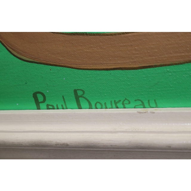 Paul Boureau Lion Cub Painting Oil On Canvas Signed By The Artist Naïve Art style, which is characterized by a childlike...