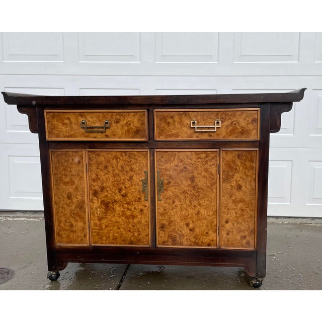 Wood 1970s Art Deco Bernhardt Burl Wood Storage Cabinet For Sale - Image 7 of 12