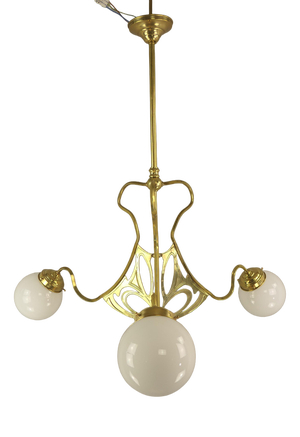 Art Deco Chandelier with Opalglass Shades, Vienna, 1920s