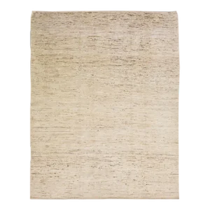 2020s Beige Modern Solid Moroccan Style Handmade Wool Rug