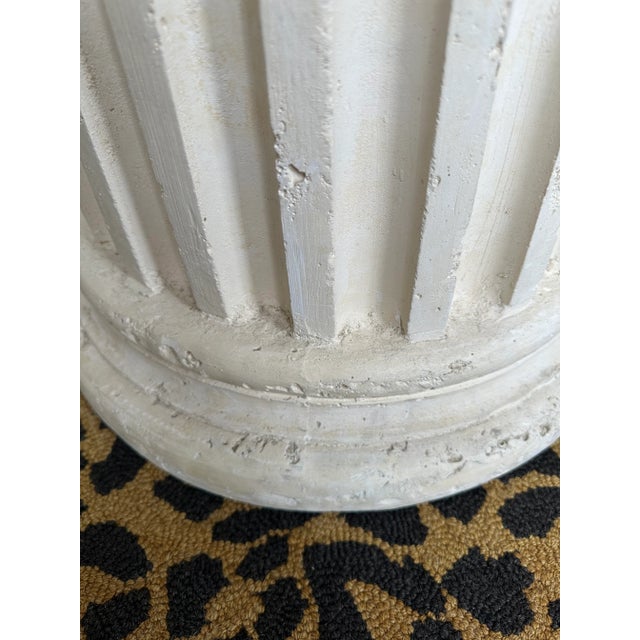 Vintage 1980’s Neoclassic Fluted Plaster Pedestal Side Table For Sale - Image 9 of 12