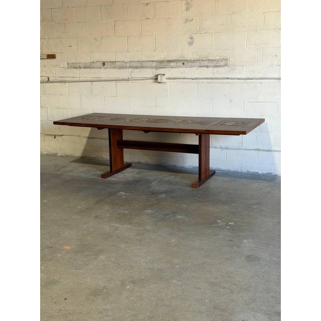 In Style of Gangsø Møbler Ox Art Tile Dining Table Two Leaves Rosewood Danish Mid-Century Modern 1970s For Sale - Image 9 of 11