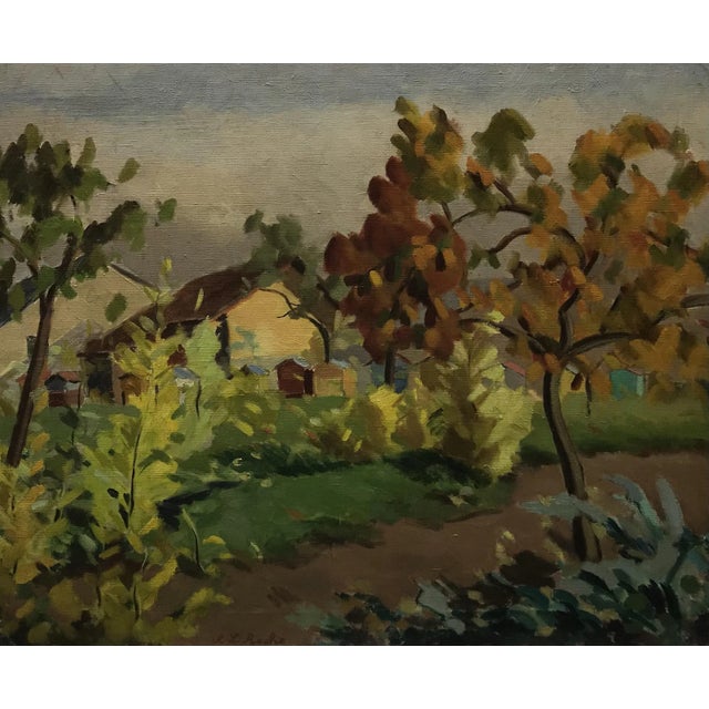 Textile Alexis Louis Roche, Paysage d'automne, 1927, Oil on Canvas For Sale - Image 7 of 7
