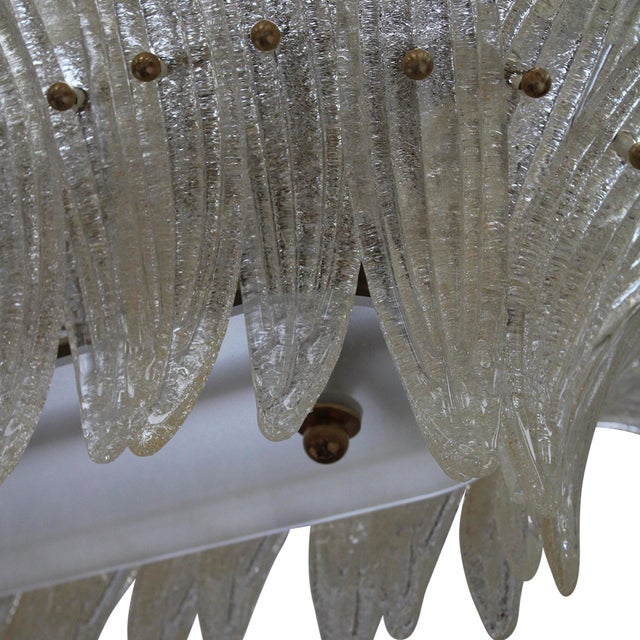 Metal Mid-Century Modern Italian Suspension Lamp in Transparent Murano Glass and Brass For Sale - Image 7 of 13