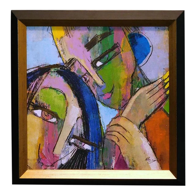 Helen Zarin "Visage X80" Fauvist Figurative Oil Hand Signed Painting With Custom Frame For Sale