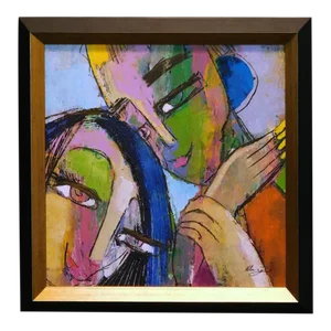 Helen Zarin "Visage X80" Fauvist Figurative Oil Hand Signed Painting With Custom Frame