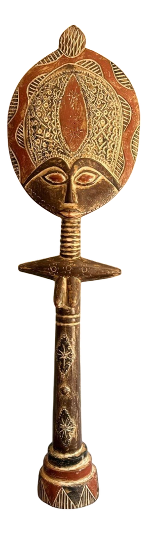 Large Ashanti Akuaba Fertility Doll Traditional Ghanaian Sculpture in Wood, 1920s