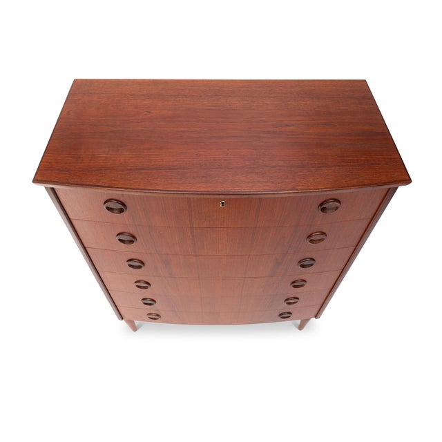 Wood Vintage Danish Mid-Century Teak Six-Drawer Tallboy Dresser For Sale - Image 7 of 7