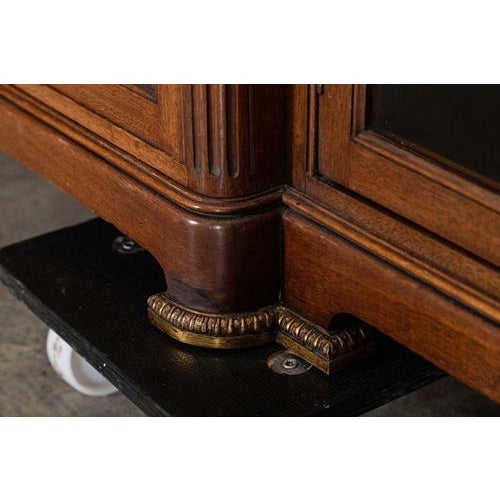 French Monumental Walnut Breakfront Glazed Bookcase, 1870s For Sale - Image 10 of 17