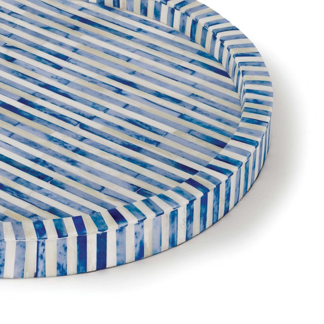 Regina Andrew Bone and Indigo Tray Round For Sale - Image 4 of 5