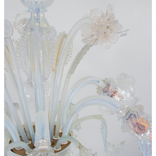 Vintage Ca'Rezzonico Style Gold Infused and Opaline Murano Chandelier For Sale - Image 14 of 17