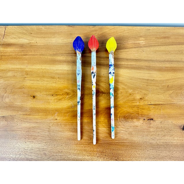 Abstract Wooden Paint Brushes by Livio De Marchi, Signed - Set of 3 For Sale - Image 3 of 7