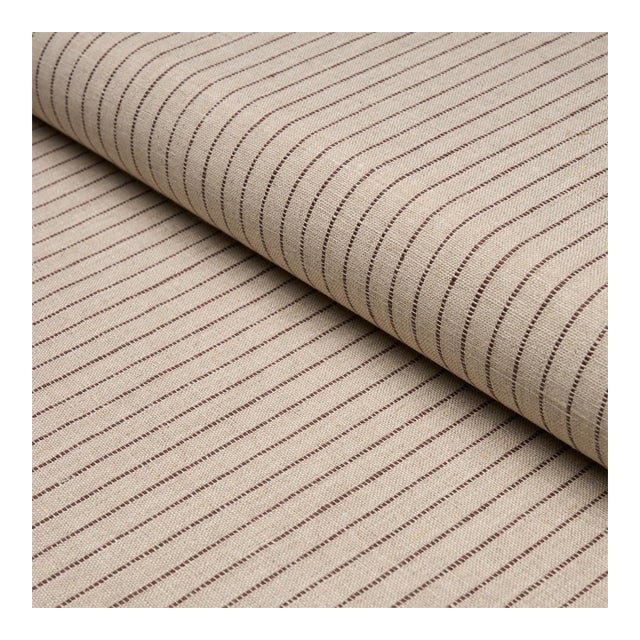 Schumacher Theo Stripe Fabric in Brown For Sale