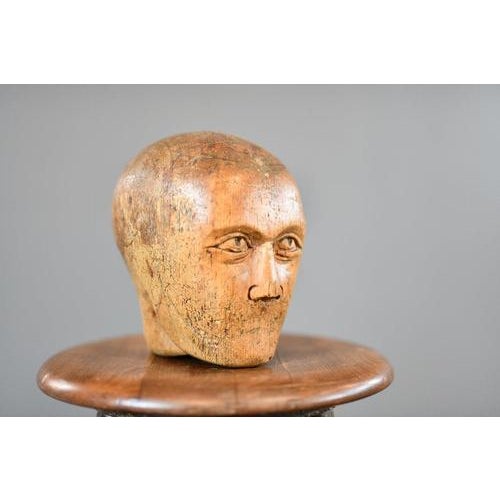 German Carved Wooden Milliners Head, 1890s For Sale - Image 5 of 11