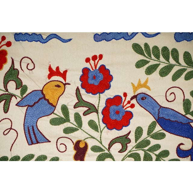 Uzbek Suzani Animal Cotton Tablecloth - Wall Decor For Sale In New York - Image 6 of 10
