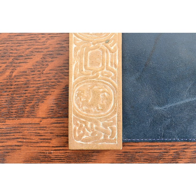 Tiffany Studios New York Zodiac Bronze Doré Blotter Ends With Leather Desk Blotter For Sale In South Bend - Image 6 of 11