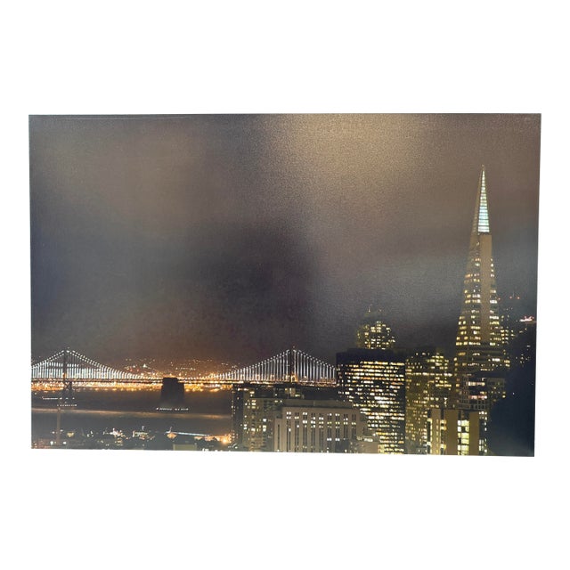 San Francisco Transamerica + Bay Bridge Stretch Canvas Photograph For Sale