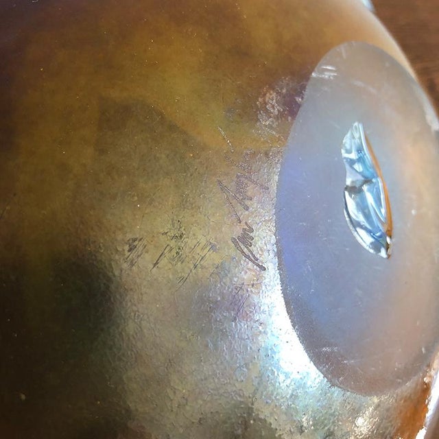 Blue Large Shell-Shaped Glass Bowl by Peter Layton, 1984 For Sale - Image 8 of 10