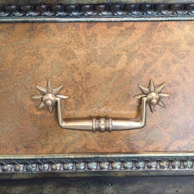 Brass 1980s Theodore Alexander Venetian Art Deco Gilded Verre Églomisé Two-Drawer Chest For Sale - Image 8 of 12