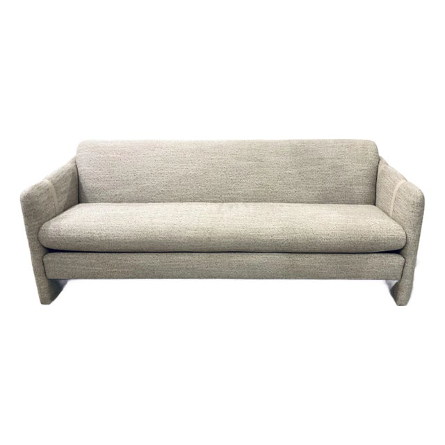 Caracole Modern Taupe and Ivory Textured Cigar Club Sofa For Sale