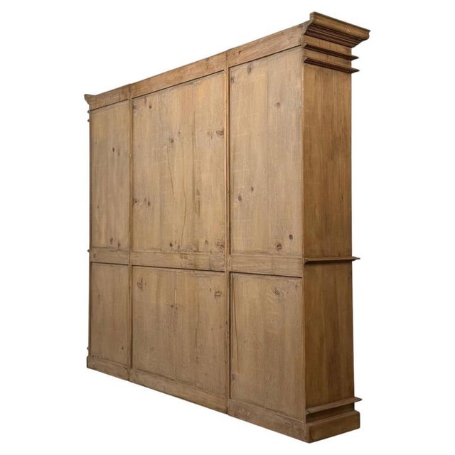 Antique 20th Century English Pine Breakfront Bookcase For Sale - Image 6 of 10