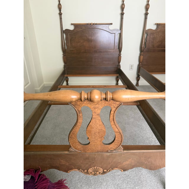 Chestnut Berkey and Gay Four Poster Twin Beds For Sale - Image 8 of 12