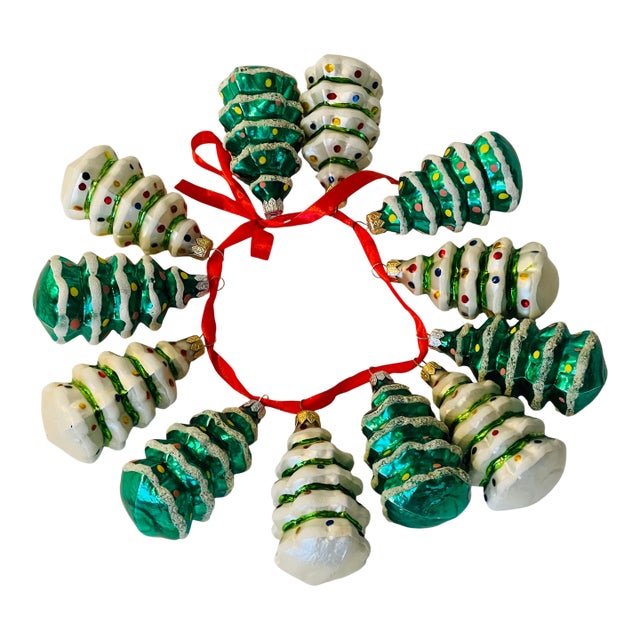 Dozen Vintage European Christmas Ornaments Trees For Sale