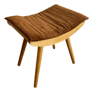 Mid-Century Modern Wooden Stool with New Upholstery, 1979