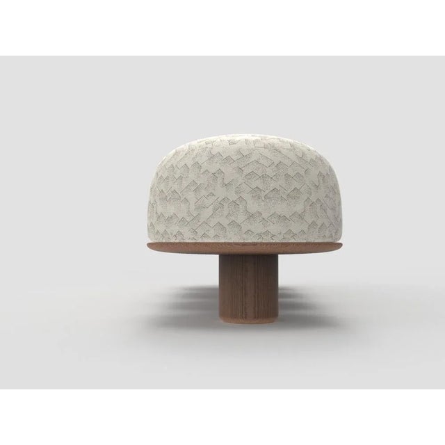 Hygge Bench in Brink Graphite Ivory Fabric and Smoked Oak by Saccal Design House for Collector, in New conditions....