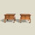A substantial pair of square solid-wood nightstands with chinoiserie character and generous 27-inch tops. Their matched...