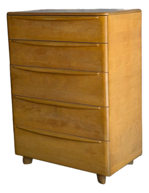 Heywood Wakefield Maple Tallboy Wooden Dresser Highboy Chest of Drawers Vintage 1950s