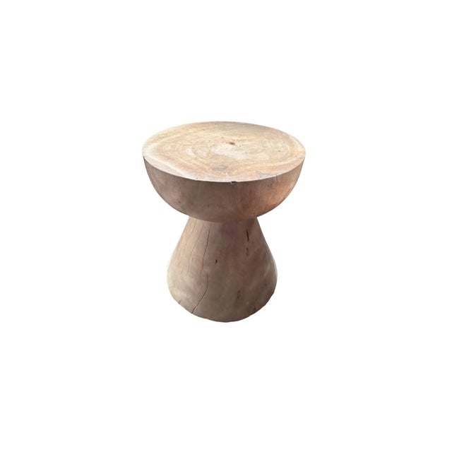 Contemporary Sculptural Bleached Mango Wood Side Table, Organic Modern Design For Sale - Image 3 of 5