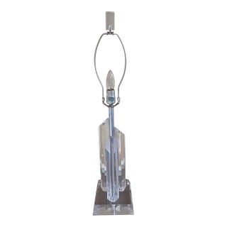 Mid 20th Century Mid-Century Modern Glacier Skyscraper Lucite Table Lamp For Sale