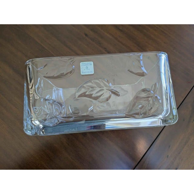 1980s NWT , Vintage, PartyLite Square Embossed Crystal Bowl For Sale - Image 5 of 6