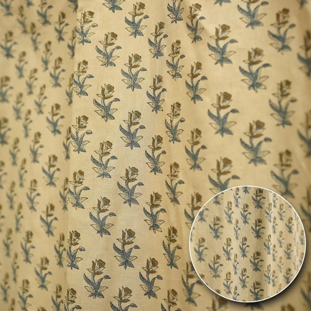 Art Deco Handmade Costal Tulip Ring Curtain in Viscose Coloured Linen for Windows Size -54"Wx120"L For Sale - Image 3 of 8