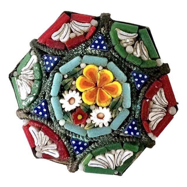Vintage Italian, Micro Tile, Mosaic Brooch For Sale